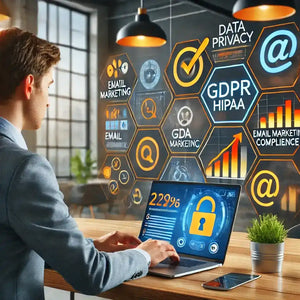 A dashboard displaying key metrics for Email Marketing Compliance, featuring GDPR and HIPAA adherence