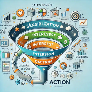 A sales funnel breakdown for an e-commerce business, showing the journey from product page to checkout and upsell opportunities